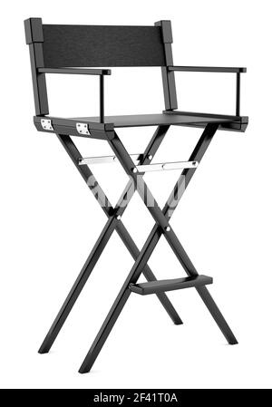 black director`s chair isolated on white background. 3d illustration Stock Photo